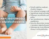 Dziecko siedzi na nocniku. Tekst podpowiada, jak nauczyć dziecko korzystać z nocnika, wymieniając oznaki gotowości.