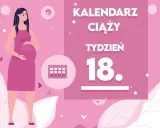Kobieta w 18 tygodniu ciąży, czyli w 5. miesiącu. Kalendarz ciąży.